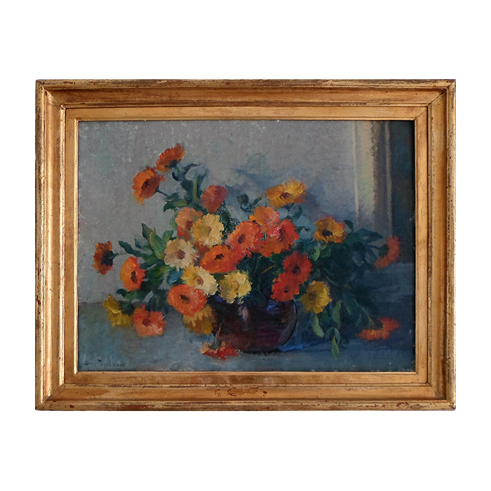 Nicolae Grigorescu, Flori de nalbă, ulei pe carton, 300 x 170